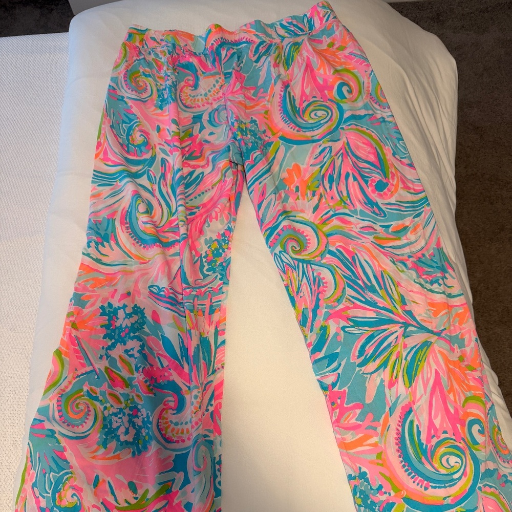 Lilly Pulitzer Bal Harbour Mid-Rise Palazzo Pants Multi Carnivale Coral